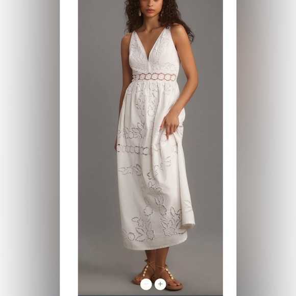 Anthropologie Vineet Bahl Sleeveless Floral Cutout Midi Dress